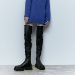 Over the Knee Lug Sole Boots